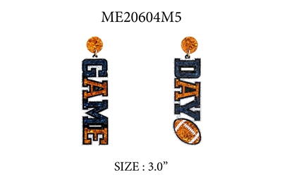 Navy and Orange "Gameday" Glitter 2" Earring