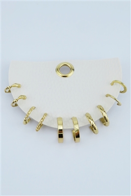 Gold Set of 5 Small Hoops on Leather Card