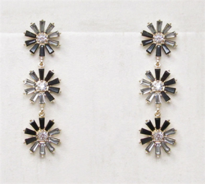 Black Diamond Crystal Flower 2.5" Drop Earring, Best Seller