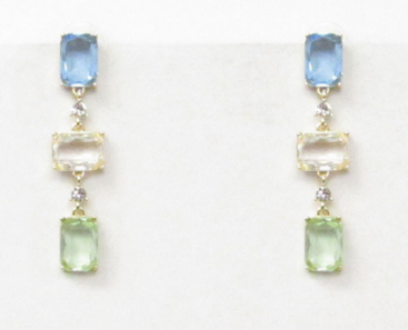 Light Blue, Clear, and Mint Crystal 2.5" Drop Earring