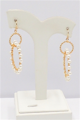 Pearl Wrapped Circle Drop 2" Earring