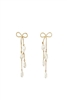 Gold Bow with Freshwater Pearls Drop 2" Earring