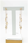 Gold Brass Clover and Crystal Drop 2" Earring