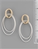 Gold and Silver Two Tone Textured Double Circle 2" Earring