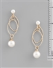 Gold Layered Pearl Stud with Drop 2" Earring