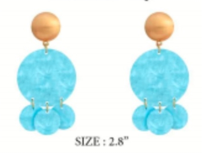 Teal Acrylic 2" Earring with Gold Stud