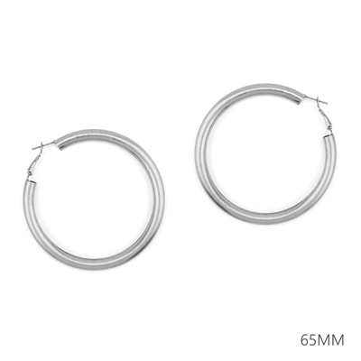 Worn Silver 2.5" Tube Hoop Earring