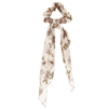White Floral Hair Scruchie with Scarf