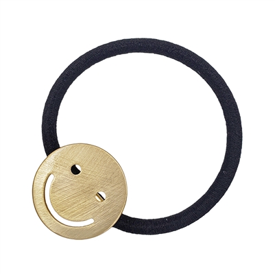 Gold Smile Accent on Black Hair Tie