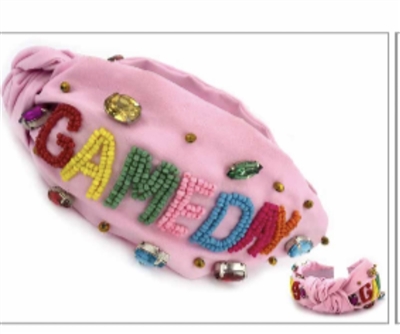 Pink Seed Bead "Gameday" Headband, Very Popular!