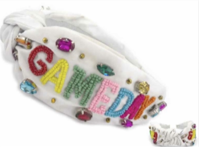 White Seed Bead "Gameday" Headband, Very Popular!