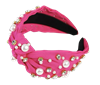Hot Pink Fabric with Pearl and Rhinestone Headband, Very Popular!