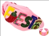 Pink with Fiesta Wording Seed Bead and Crystal Headband