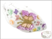 White Headband with Pastel Seed Bead and Sequin Butterflies