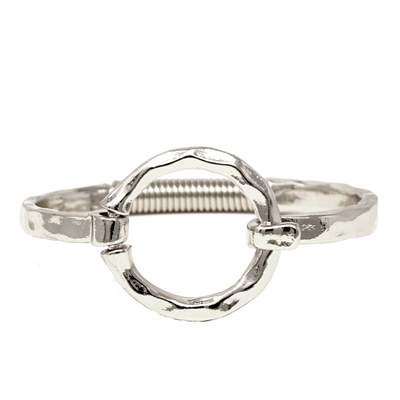Shiny Silver Circle Hinged Bracelet