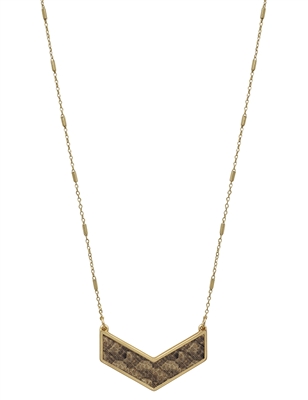 Brown Snake Print 16"-18" on Gold Chain Necklace