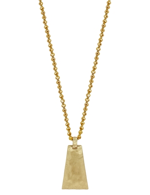 Mustard Crystal with Hammered Gold Triangle 34" Necklace