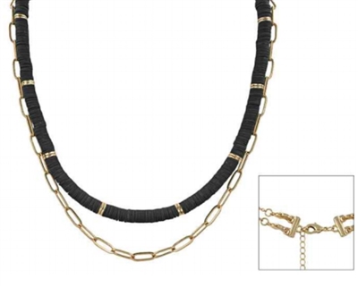 Multi Function Gold Chain and Black Rubber 16"-18" Necklace, Gameday!