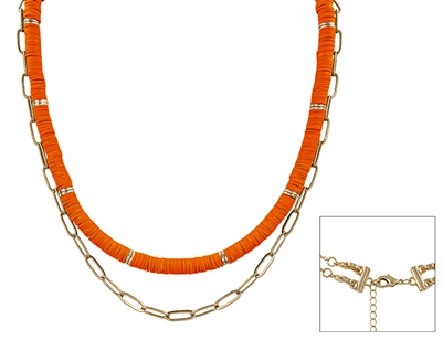 Multi Function Gold Chain and Orange Rubber 16"-18" Necklace, Gameday!