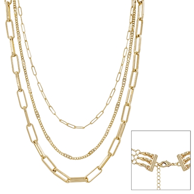 Gold Three Layered 16"-20" Necklace (Multi  Function)