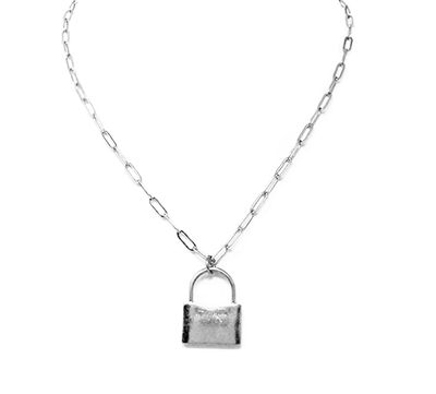 Silver Chain with Worn Silver Locket 16"-19" Necklace