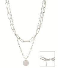 Silver Chain Layered Coin 7"-19" Necklace
