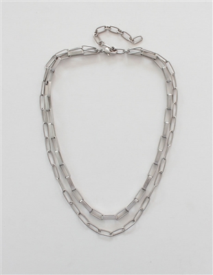 Layered Silver Chain 16"-18" Necklace