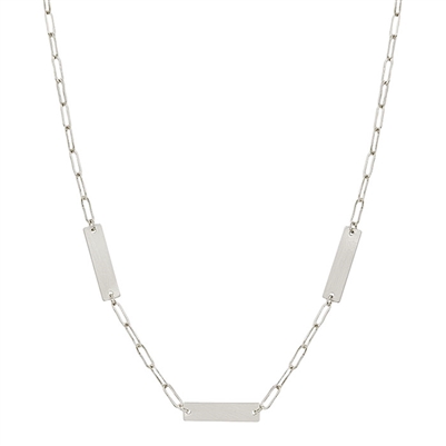 Matte Silver Bar 16"-18"  Necklace, Great for Layering