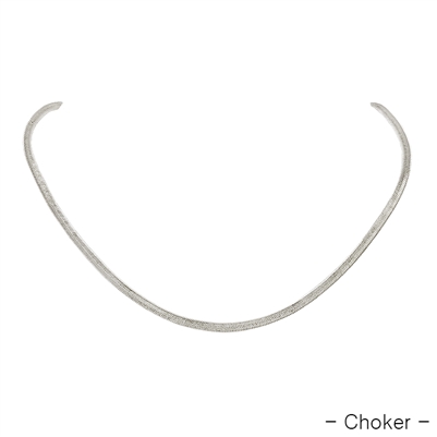 Silver Snake Chain Choker 15"-17" Necklace