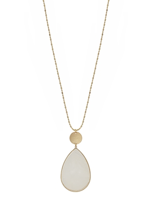 White Pearlized Shell Teardrop 34" Necklace