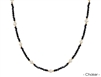 Black Crystal Choker with Pearl 14"-16" Necklace