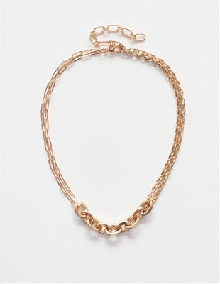Gold Link Chain, with Thick Link Accents 17"-19" Necklace