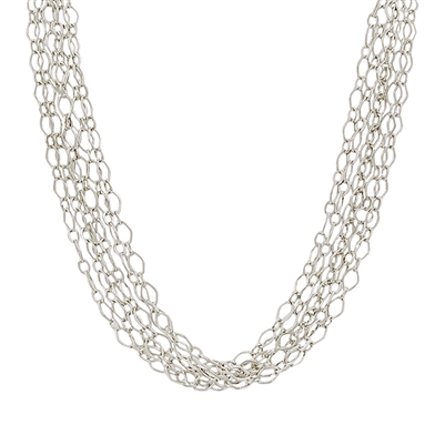 Silver Multi Layered Thin Gold Chain 16"-18" Necklace