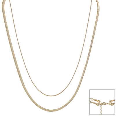 Gold Snake Chain Layered 16"-18" Necklace