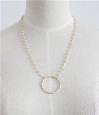 Pink Crystal with Gold Open Circle 17"-19" Necklace