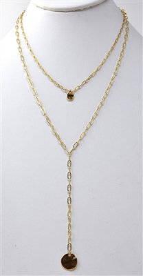 Gold Chain Layered Y Drop 16"-18" Necklace