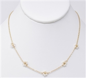 Gold Chain with Pearl Flower Accents 16"-18" Necklace