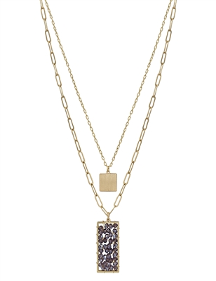Purple Crystal Rectangle Layered 16"-18" Necklace, Game Day!