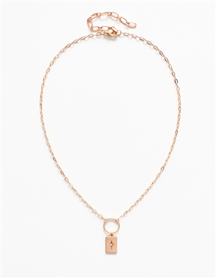 Gold Chain with Circle and Star Charm 16" Necklace