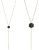 Black Hexagon Crystal Y Drop 32"Necklace