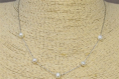 Silver Chain with Freshwater Pearls 16"-18" Necklace