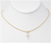 Gold Snake Chain with Rhinestone Cross 16"-18" Necklace