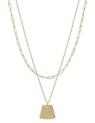 Gold Chain Layered with Gold Charm 16"-18" Necklace