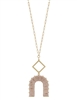 Matte Gold Diamond and Pink Threaded U Shape 32" Necklace