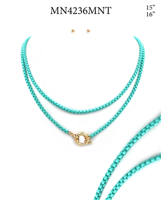 Mint Color Coated Chain with Gold Toggle 16"-18"