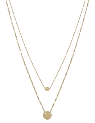 Gold Double Layered Coin 16"-18"  Necklace