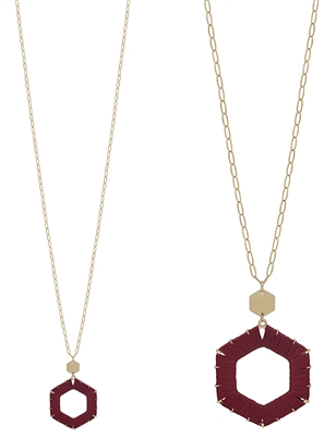 Maroon Threaded Hexagon 34" Necklace, Game Day
