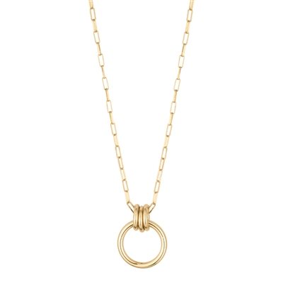 Gold Double Ring Charm 16"-18  Necklace, Great for Layering!