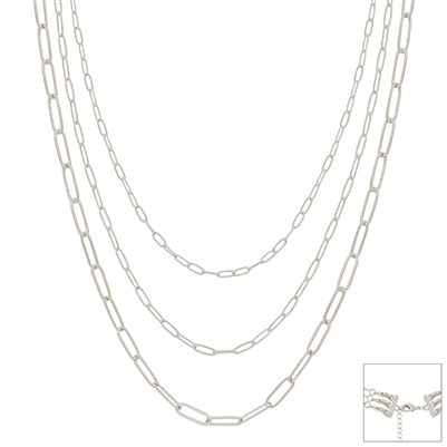 Triple Layered Silver Snake Chain Multi Way 16"-18" Necklace