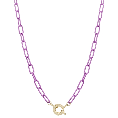 Purple Color Coated Metal Chain with Gold 16"-18"  Necklace, Game Day